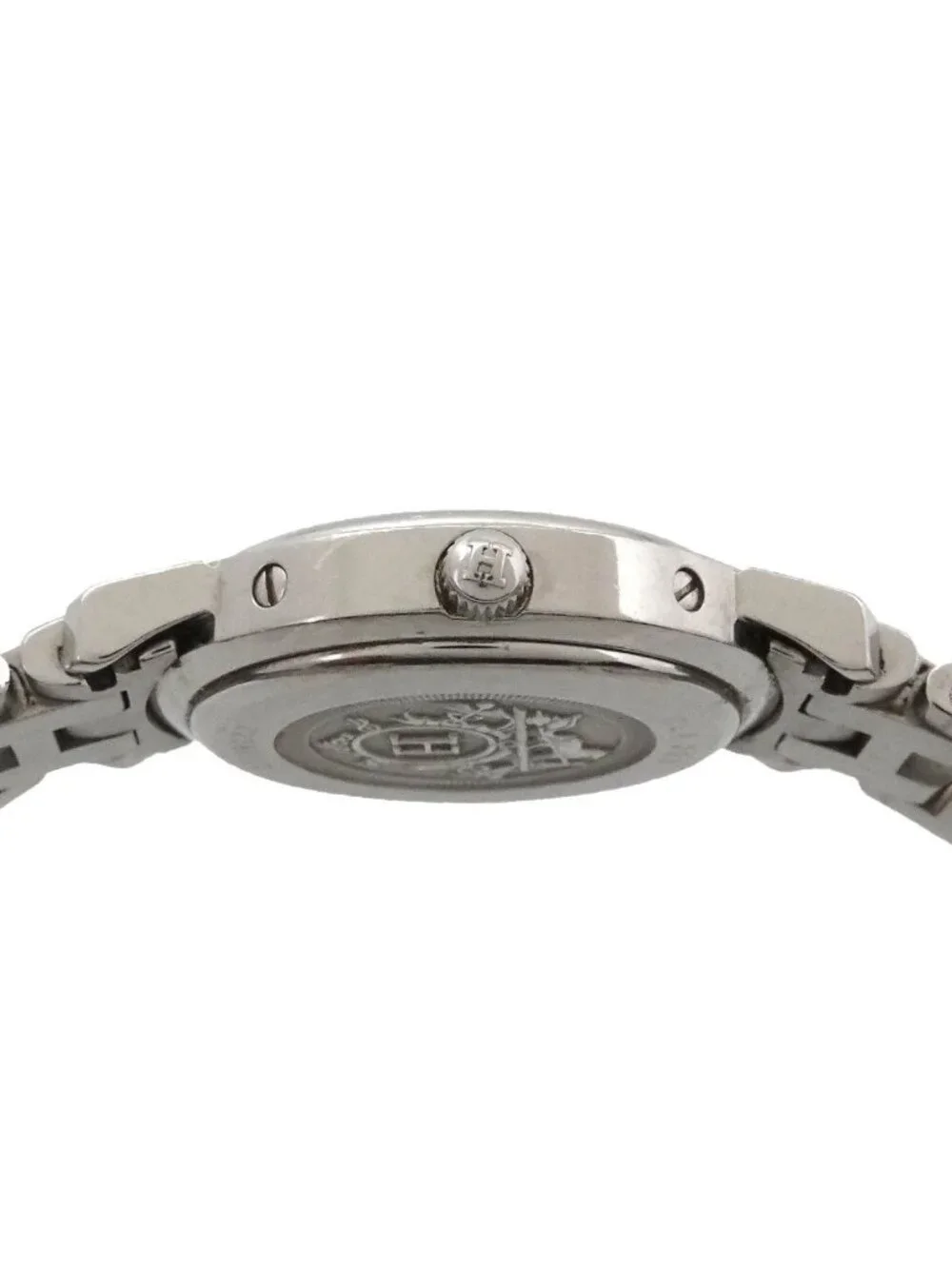 Hermes Cles Cl4 230 Watch Diamond Bezel White Shell Quartz Clipper